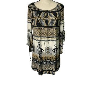 2 B Together Dress Womens Medium Striped Bell Sleeve Pullover Made‎ in USA VTG